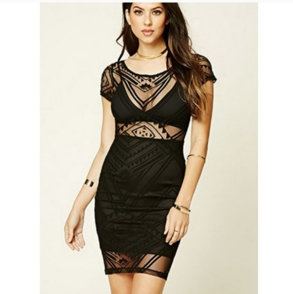 Sheer Tribal Print Dress